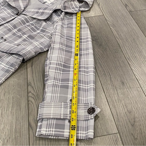 Vintage Fashion Bug Trench Coat Women’s Plus Size 1X Gray Plaid Rain Jacket - Picture 13 of 15